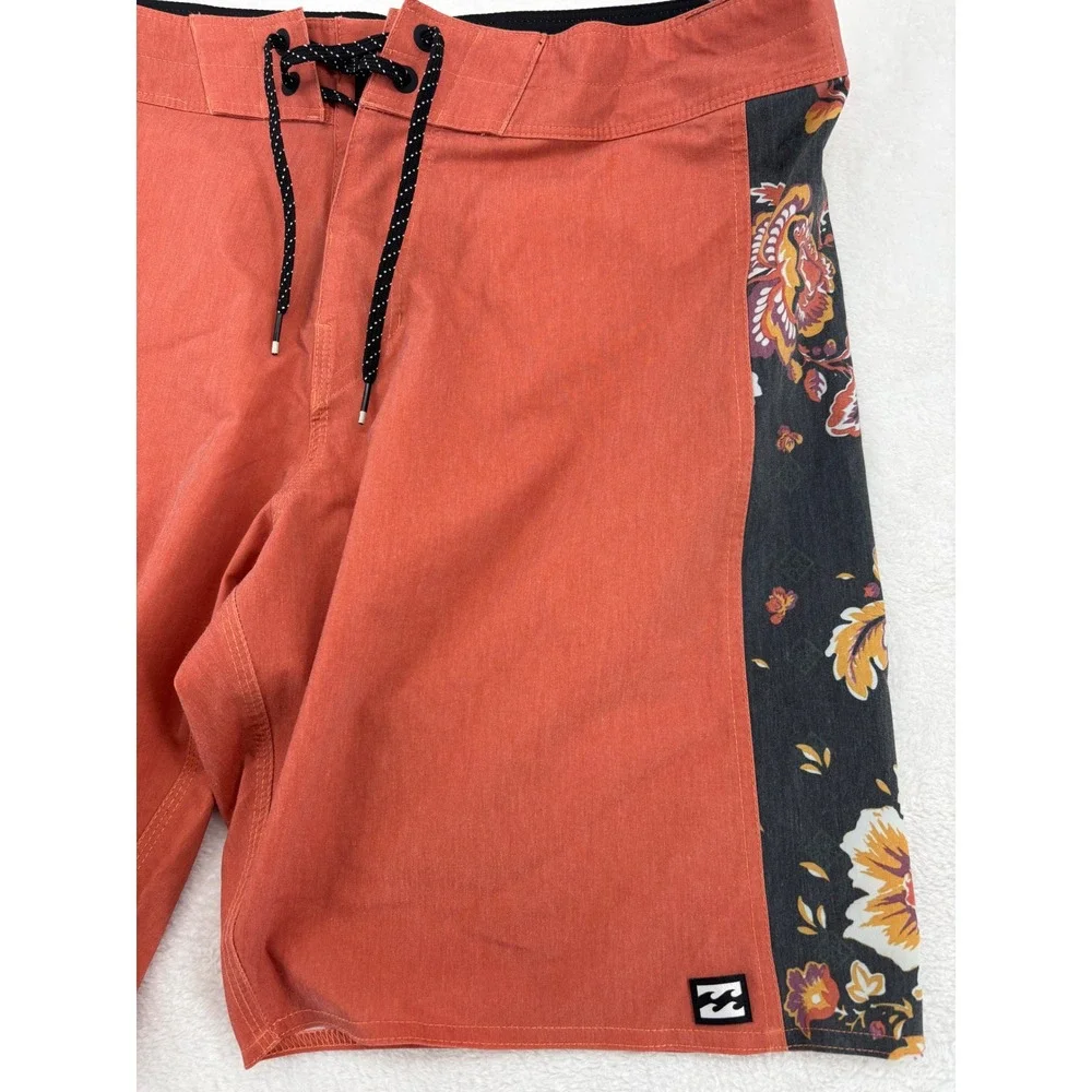 Billabong Recycler Dbah Pro Board Shorts Mens 34 Clay Orange Floral Checkered